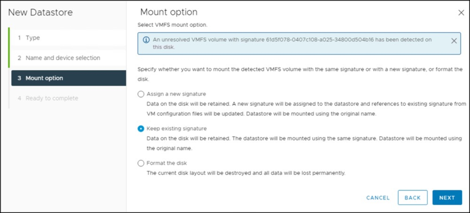 Figure 185. Choosing how to mount the linked target device 