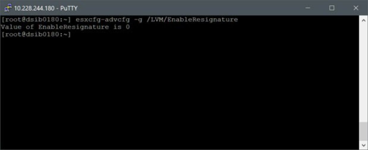 Figure 189. Default LVM.EnableResignature setting 