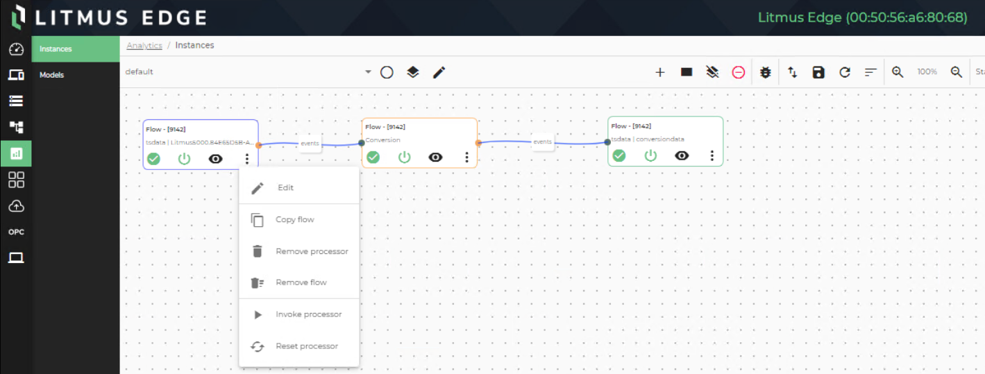 Litmus Edge Real-time Analytics Flows manager configuration