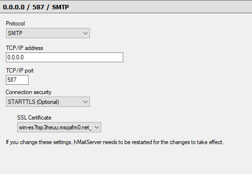 Adding new security ports to the default ones (SMTP)