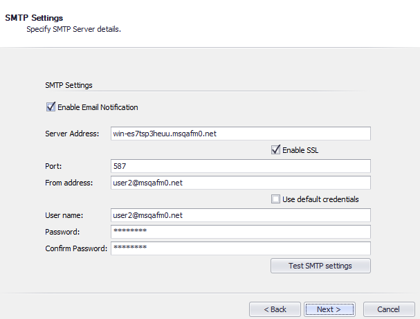 Configure SMTP settings on XMPro client