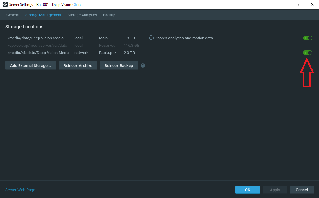 This image shows an example of a Bus backup configuration.