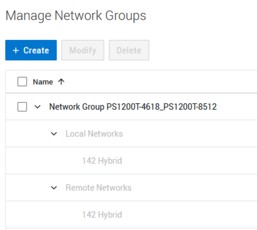 Manage Network Group dialog showing a network group and corresponding local and remote IP Networks -> 142 Hybrid