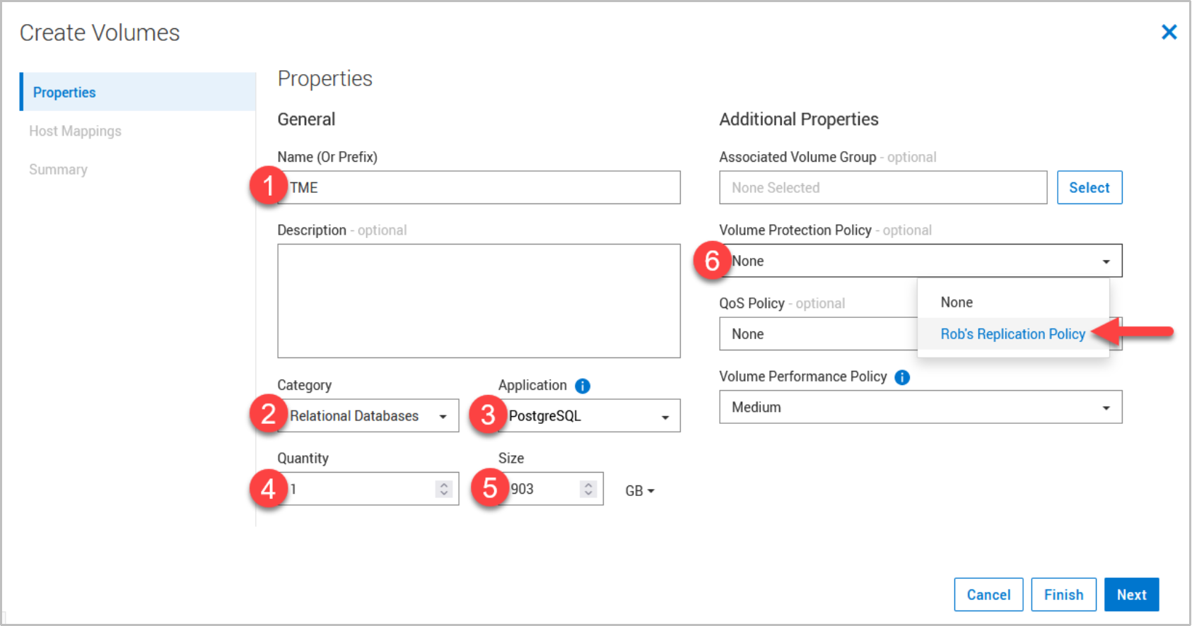 Create volume wizard with numbers referenced by previous numbered list items