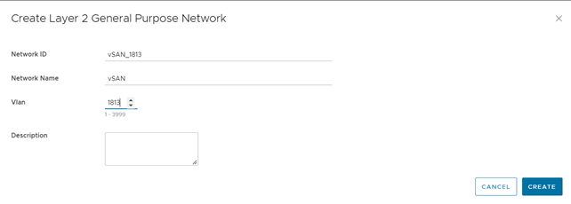 SFS UI Create Layer 2 General Purpose Network page