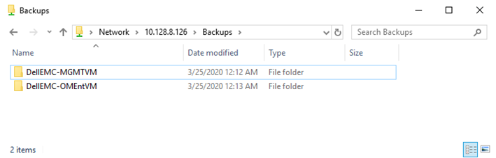 Screenshot of Backups folder