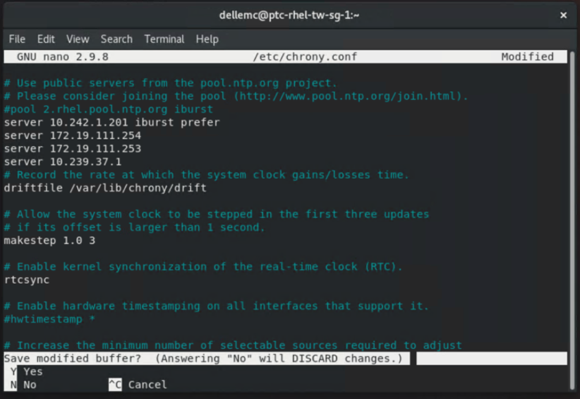 Configure NTP settings of Linux machine