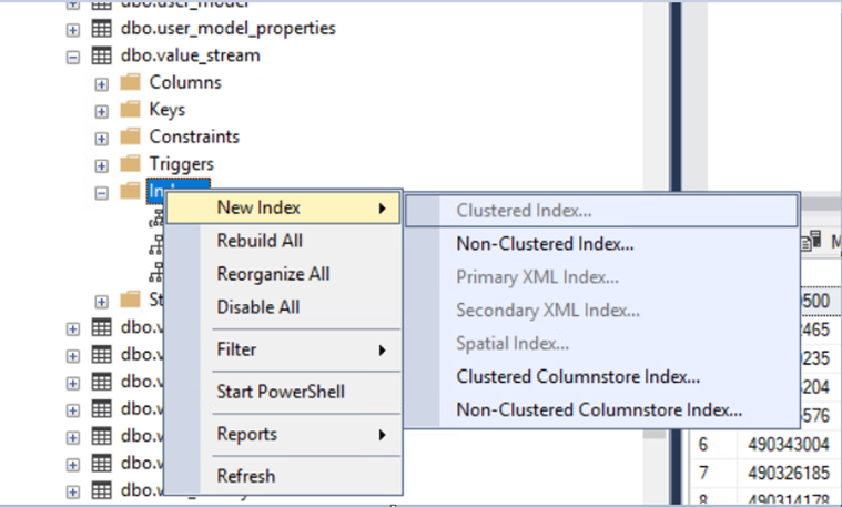 Create new Clustered Index