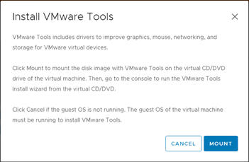 Prompt to mount disk for VMware Tools installation