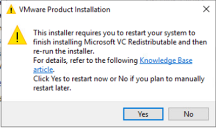 Click Yes to restart