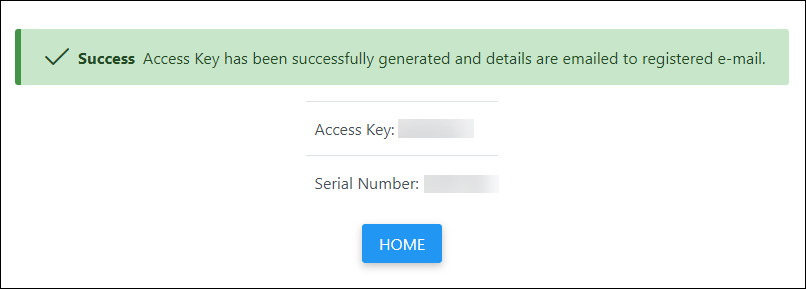 access key success message