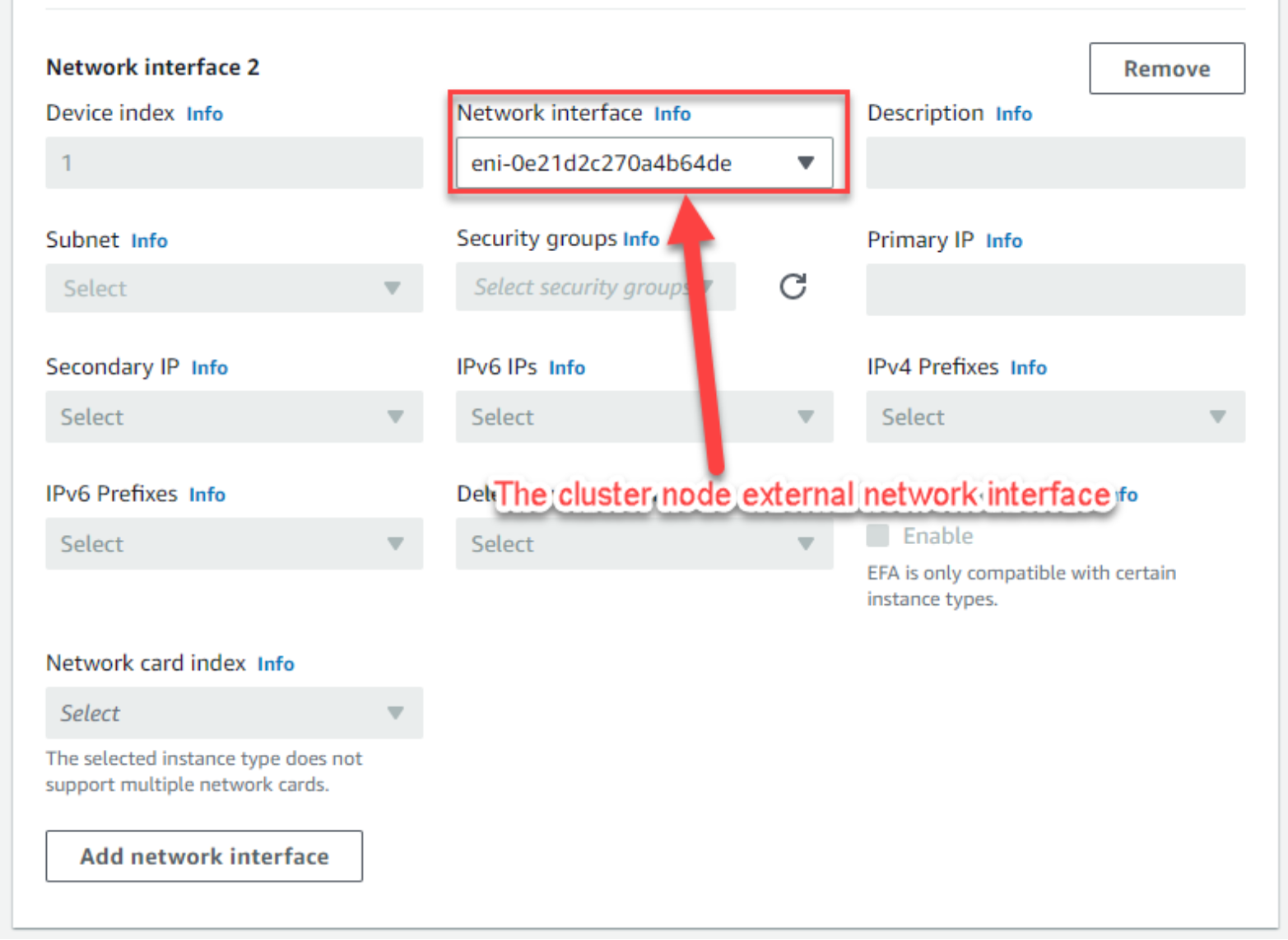 This figure shows how to add an external network interface.