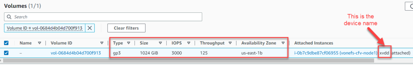 This figure shows the EBS volume information.