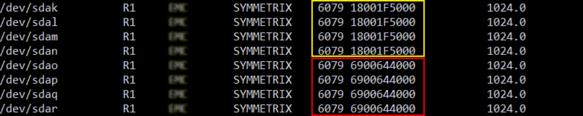 syminq/inq -native cli output showing native array serial number, this is different  from previous output without -native command.