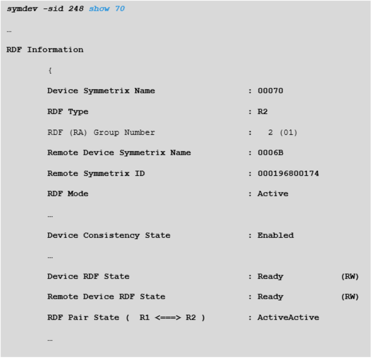 RDF information from symde whos on R2 device