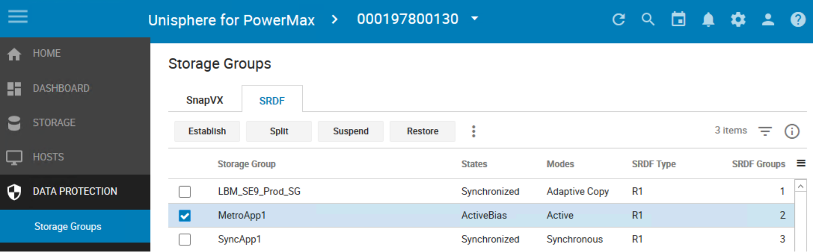 Screenshot shown MatroApp1 Storage Group is in Active State.