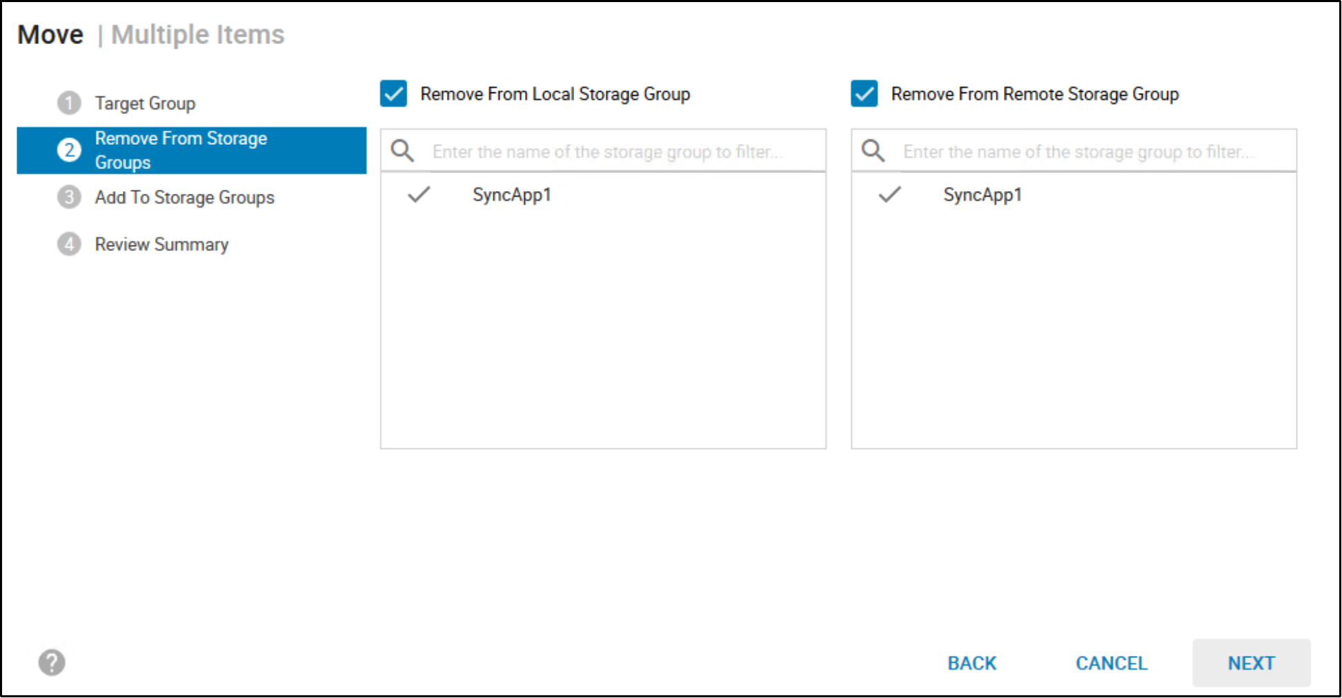 User selected to Removes Volumes from local and remote storage Group.