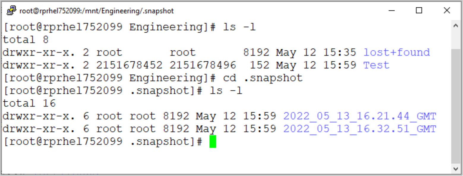 For Snapshot type snapshots, they can be accessed through the .snapshot hidden folder for NFS.