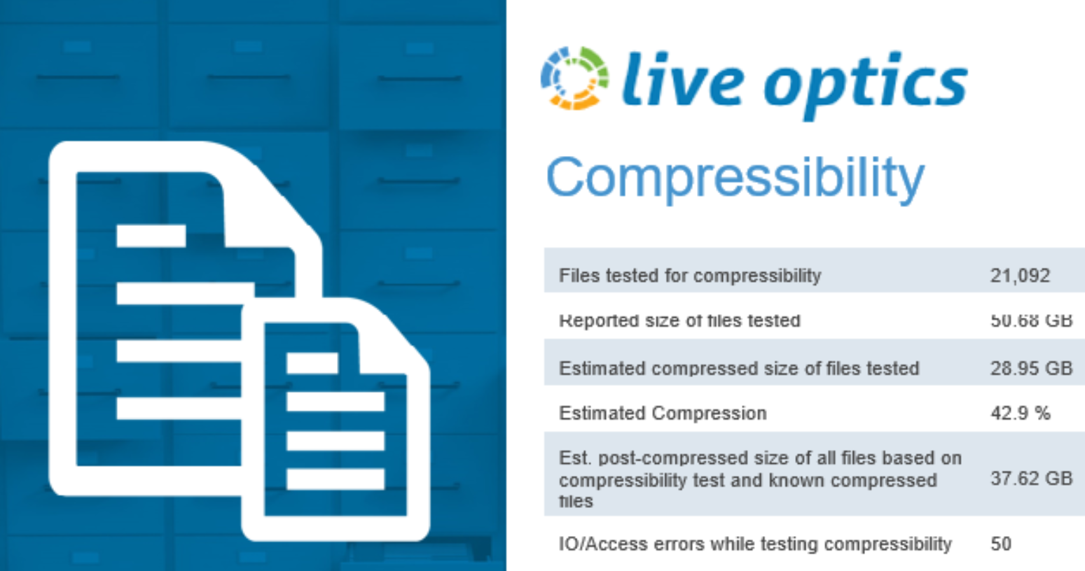 Screenshot showing a Dossier compressibility report.