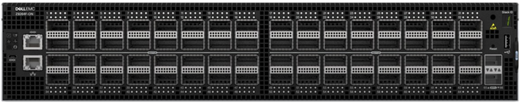 Front view of a Dell Z9264-ON network switch