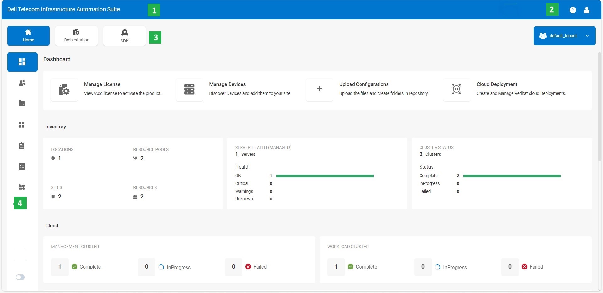 The web user interface layout.