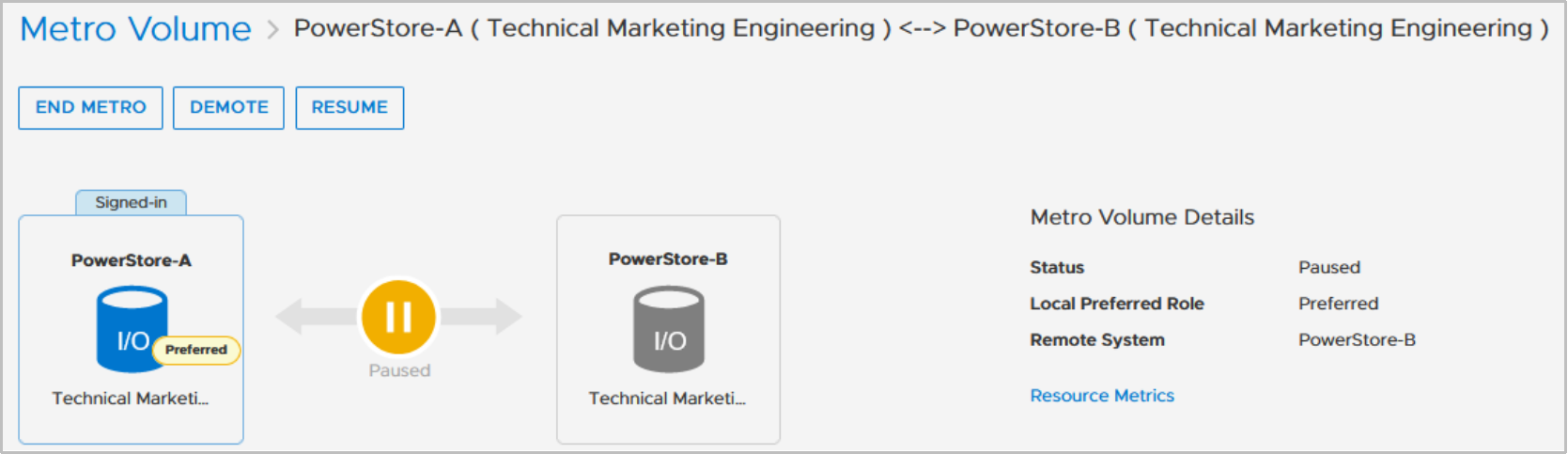 PowerStore Manager status of paused