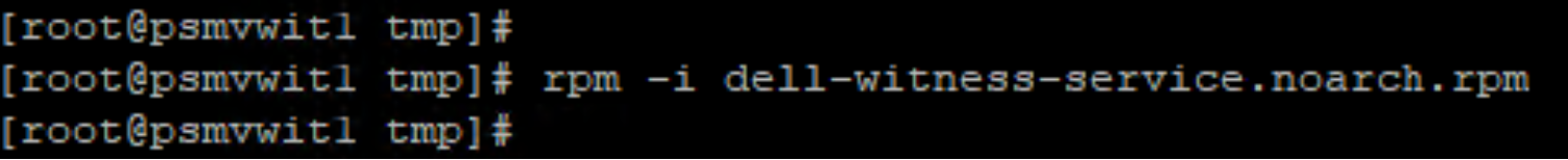 CLI output of witness installation using RPM-Tool