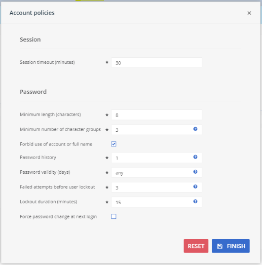 Account policies