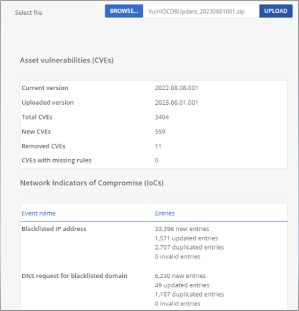 Upload to Command Center threat definition library