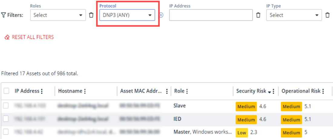 eyeInspect discovering assets communicating through DNP3