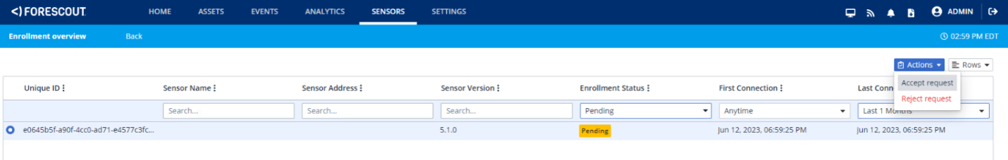 Add new sensor in Enrollment overview