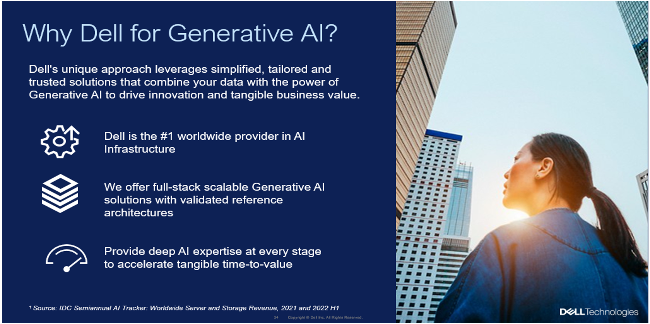 This graphic describes reasons why Dell should be used for Generative AI