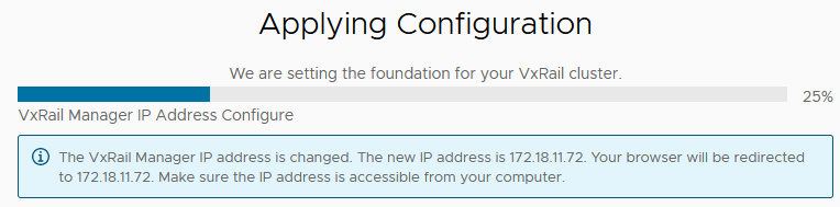 VxRail Manager IP address changed prompt