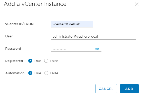 Add a vCenter instance