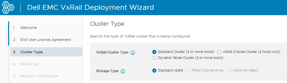 VxRail Cluster type