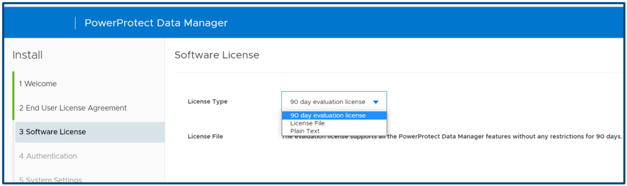 This figure shows the Software License page.