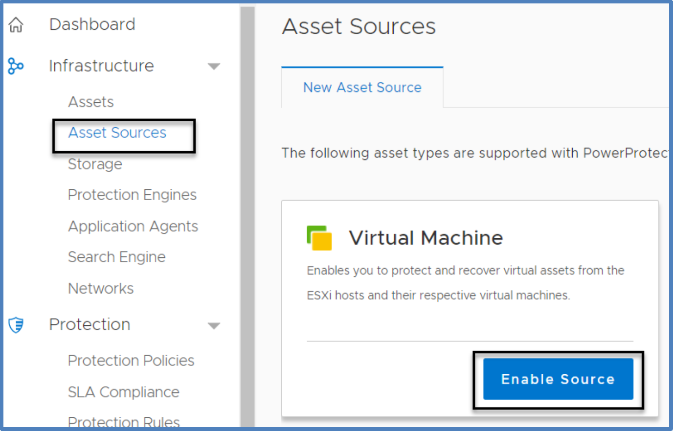 This figure shows the Asset Sources Page
