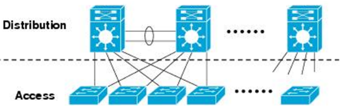 A figure illustrating the distribution and access switches.