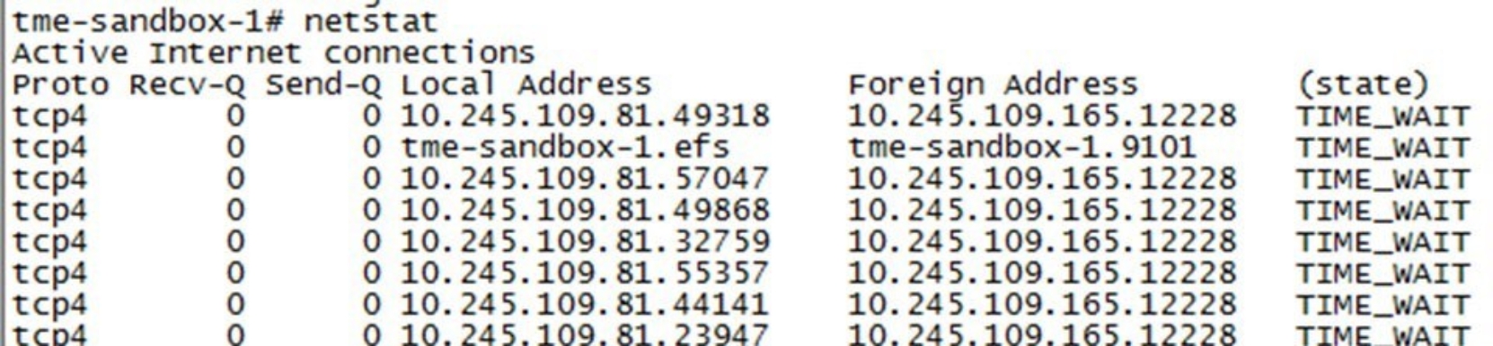 A figure illustrating the CLI output of netstat.