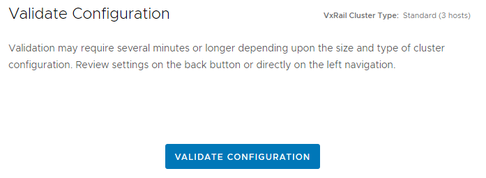 Validate Configuration screen