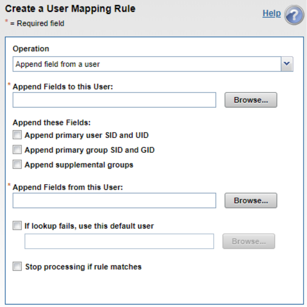 creating a user mapping rule by appending fields from a user 