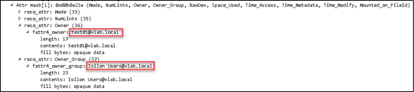 the user name format in NFSv4 traffic captured