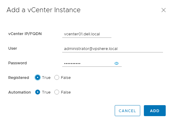 Add a vCenter instance