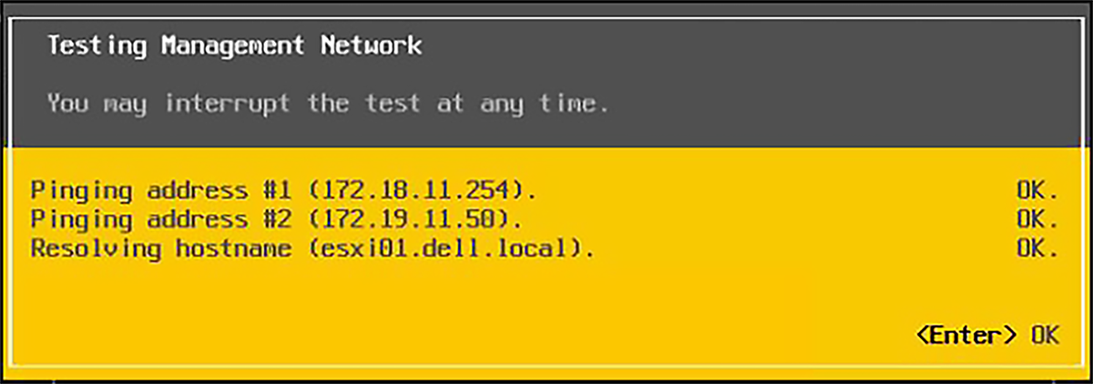 ESXi test results to DNS server