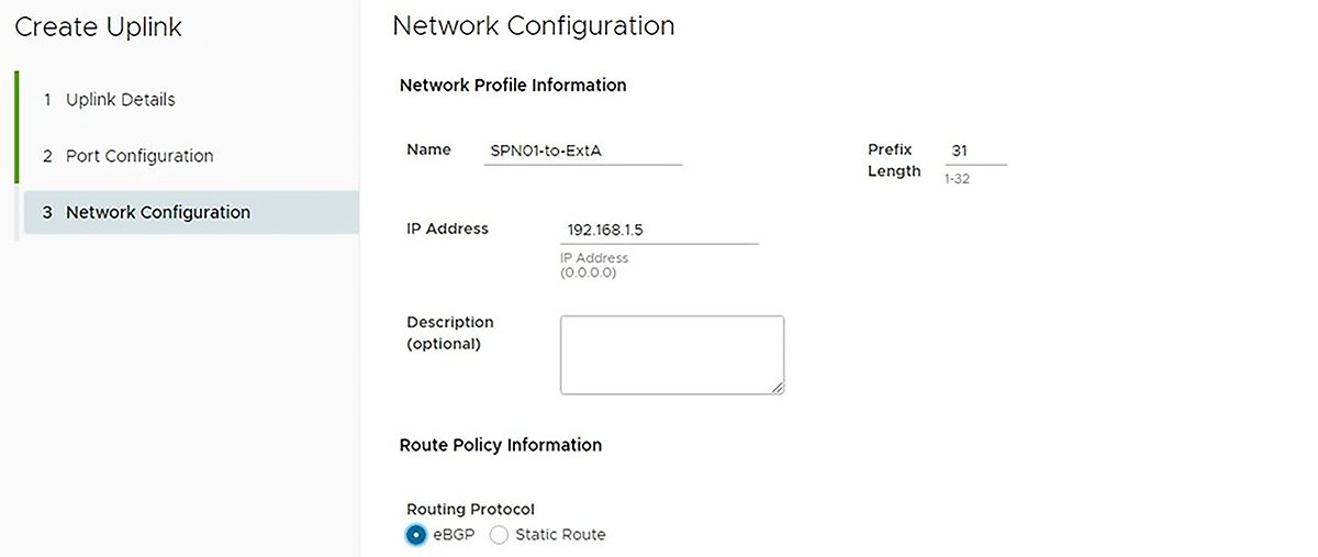 Network Configuration page