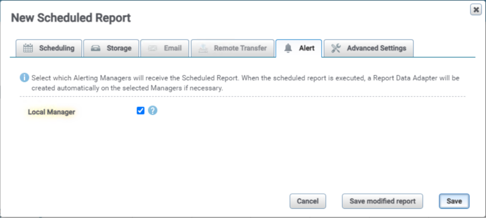 A screenshot of scheduling a report in the Dell SRM user interface.
