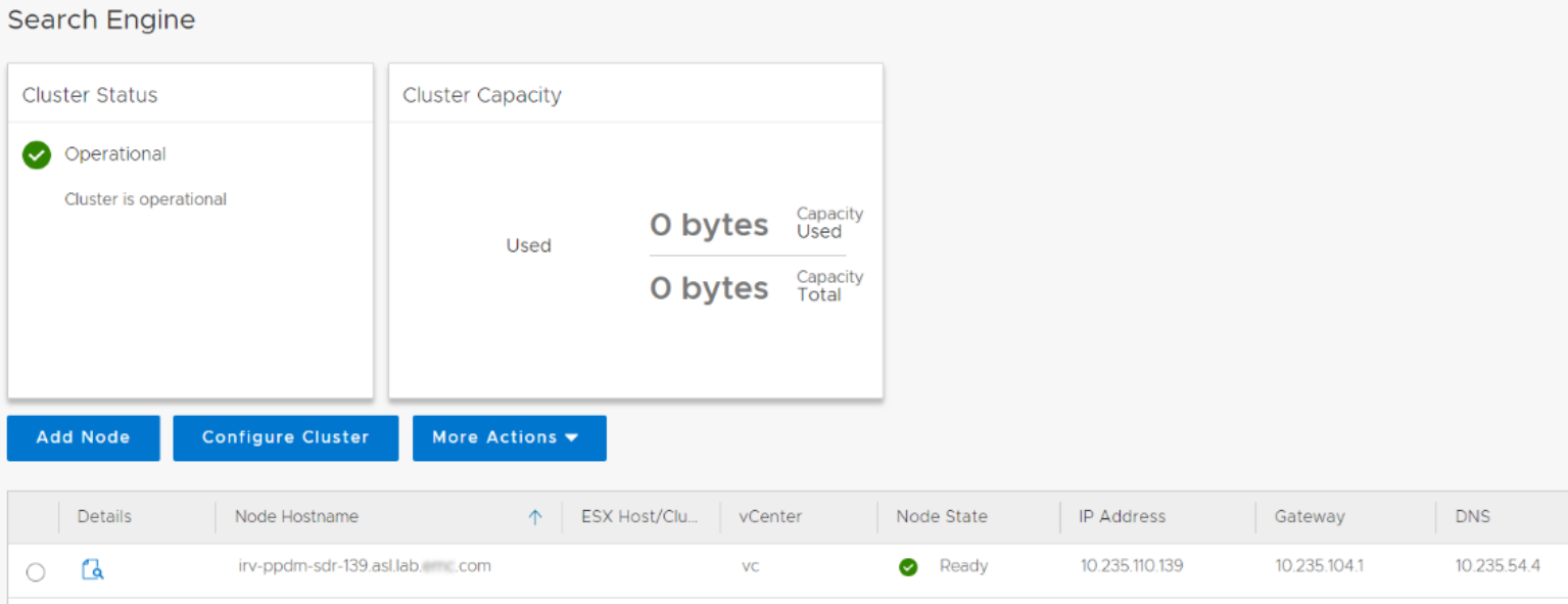 This figure shows the Search Engine - Node status