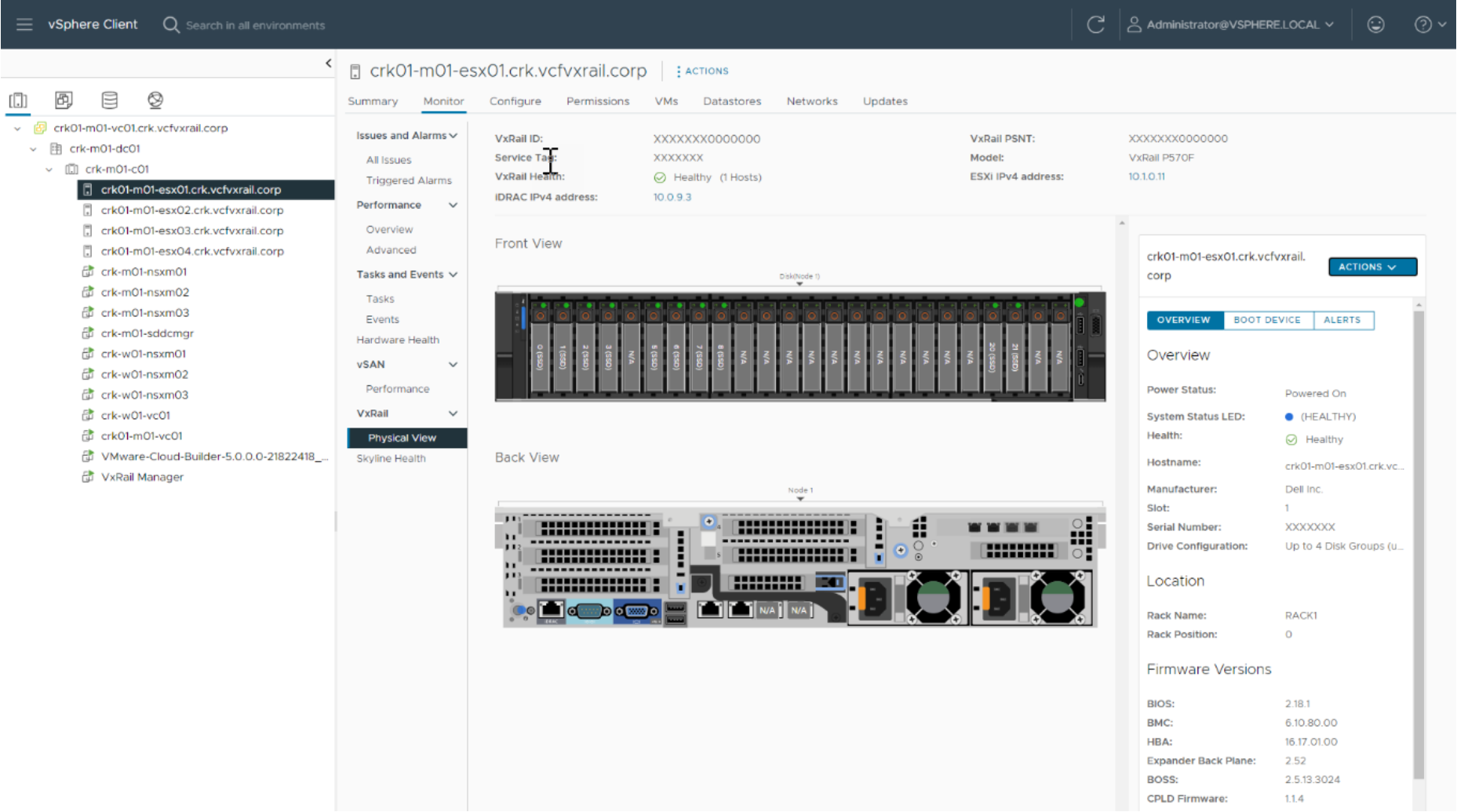 A screenshot presenting VxRail disk hardware replacement screen