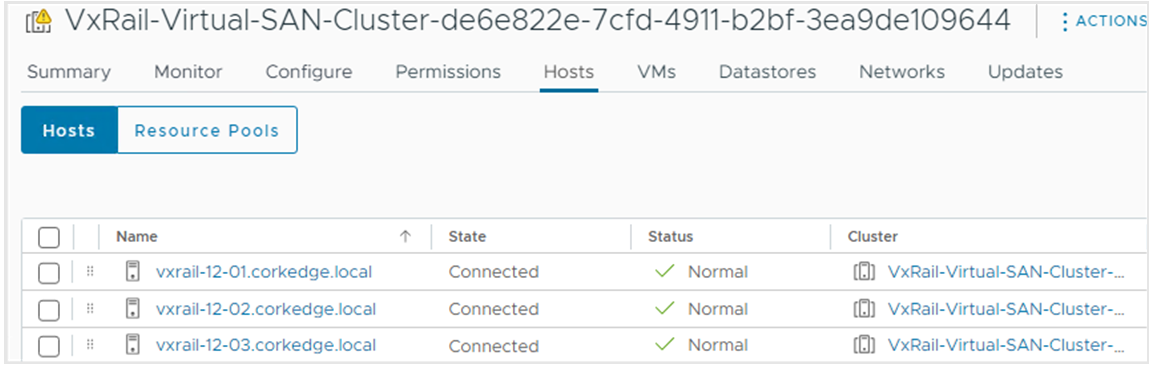 Three VxRail nodes