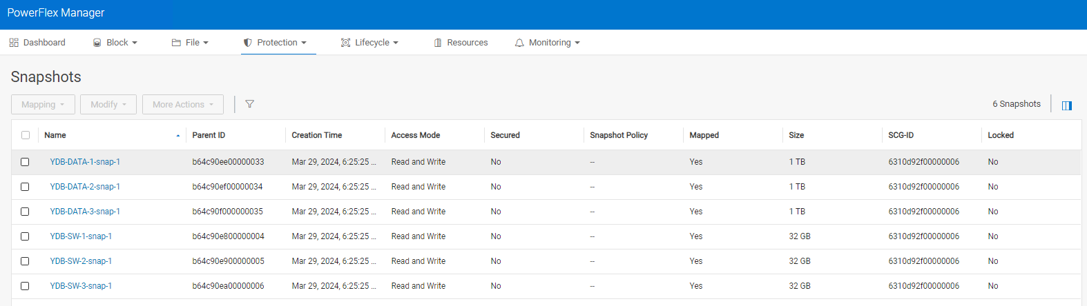 This figure shows a snapshot list.